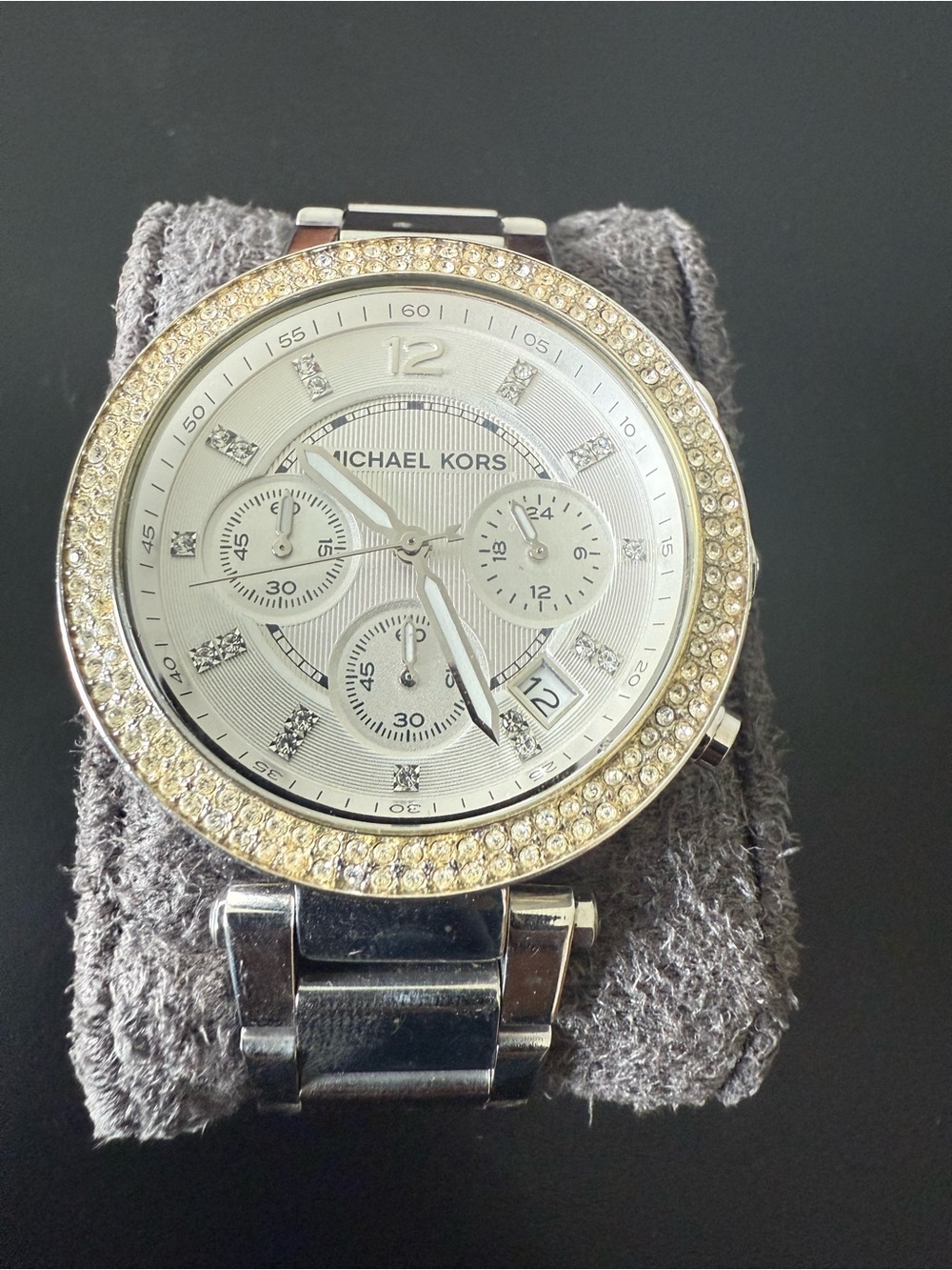 Michael Kors Silver and Gold Crystal-Trim Chronograph Watch